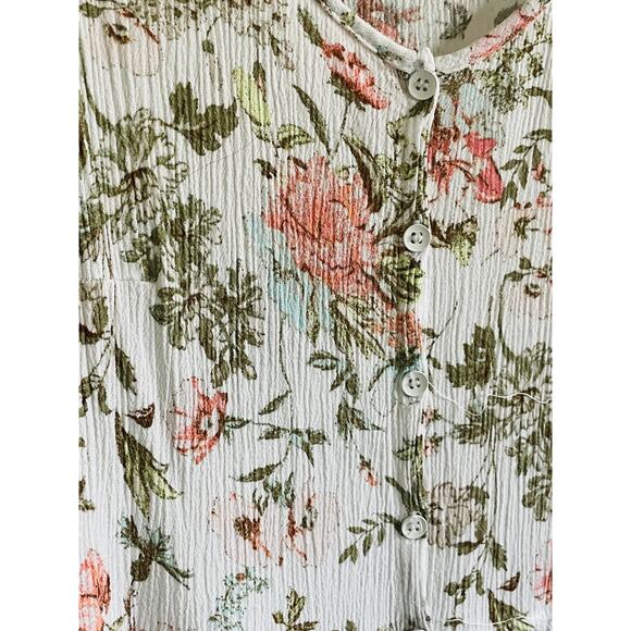 Frye White Floral Button Front Cottage Boho Midi Dress - Picture 4 of 8